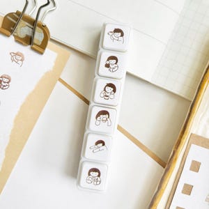 6-in-1 Push Button Planner Stamp: Low Energy Girl Drinks Coffee