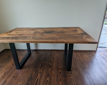 Reclaimed Oak Dining Table with Metal Legs