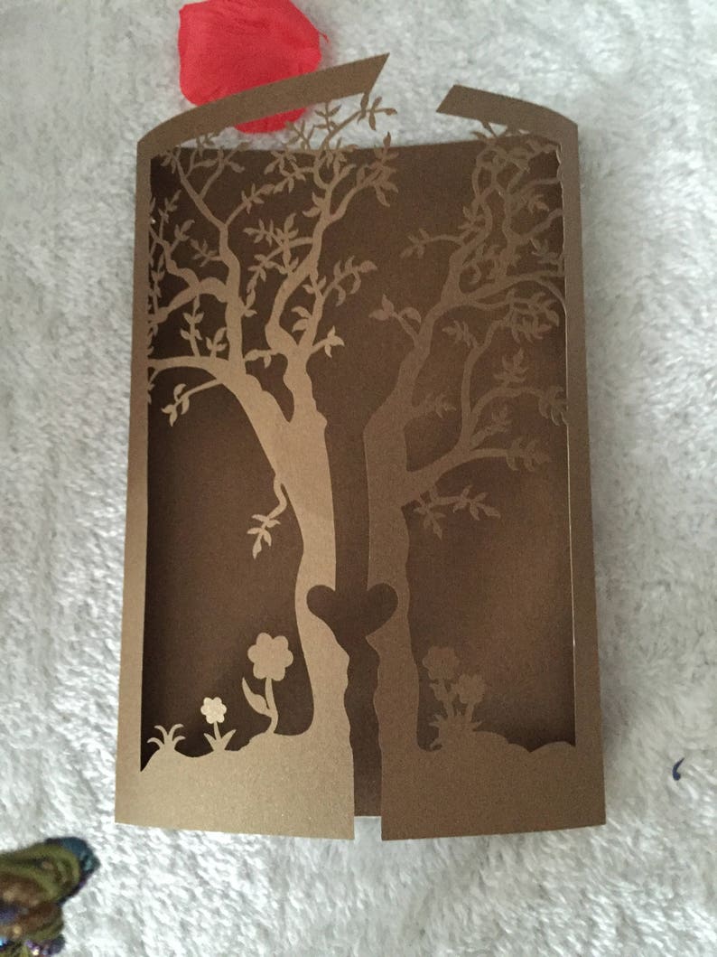 50pieces Tree Design Brown Wedding Invitation,Wedding Invitation Cards,Birthday Invitation Cards,Invitation Card,Laser Cut Wedding Cards
