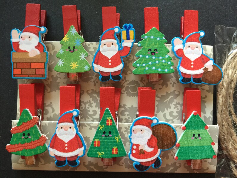 Christmas Design Wooden Paper Clips,Wood Clip,Photo Paper Pegs,Clothespin,Office Supplies for Christmas Party Favor Decorations Ornaments