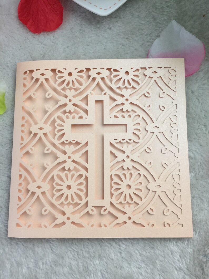 50pcs Cross Wedding Invitation,Laser Cut Wedding Invitation,English Wedding Invite,Wedding Invite,Vintage Wedding Invitation,Incarnadine
