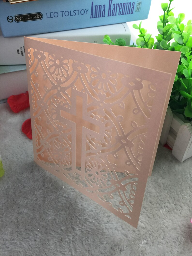 50pcs Cross Wedding Invitation,Laser Cut Wedding Invitation,English Wedding Invite,Wedding Invite,Vintage Wedding Invitation,Incarnadine