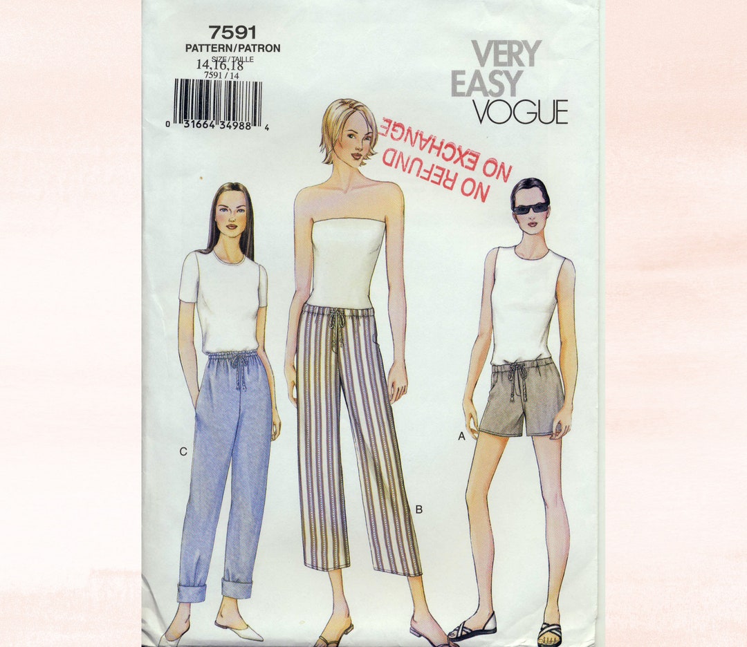 VOGUE Shorts and Pants Sewing Pattern - VOGUE 7591 - Size 14 16 18 ...
