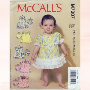 INFANT  BABY Dress and  Pantie Sewing Pattern - McCALL'S 7307 - Size Nbn Sml Med Lrg Xlg