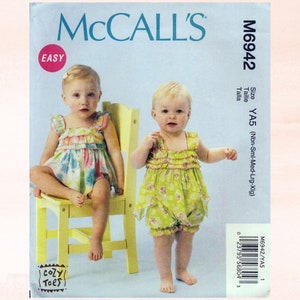 INFANT BABY Romper Sewing Pattern - McCALL'S 6942 - Size Nbn Sml Med Lrg Xlg