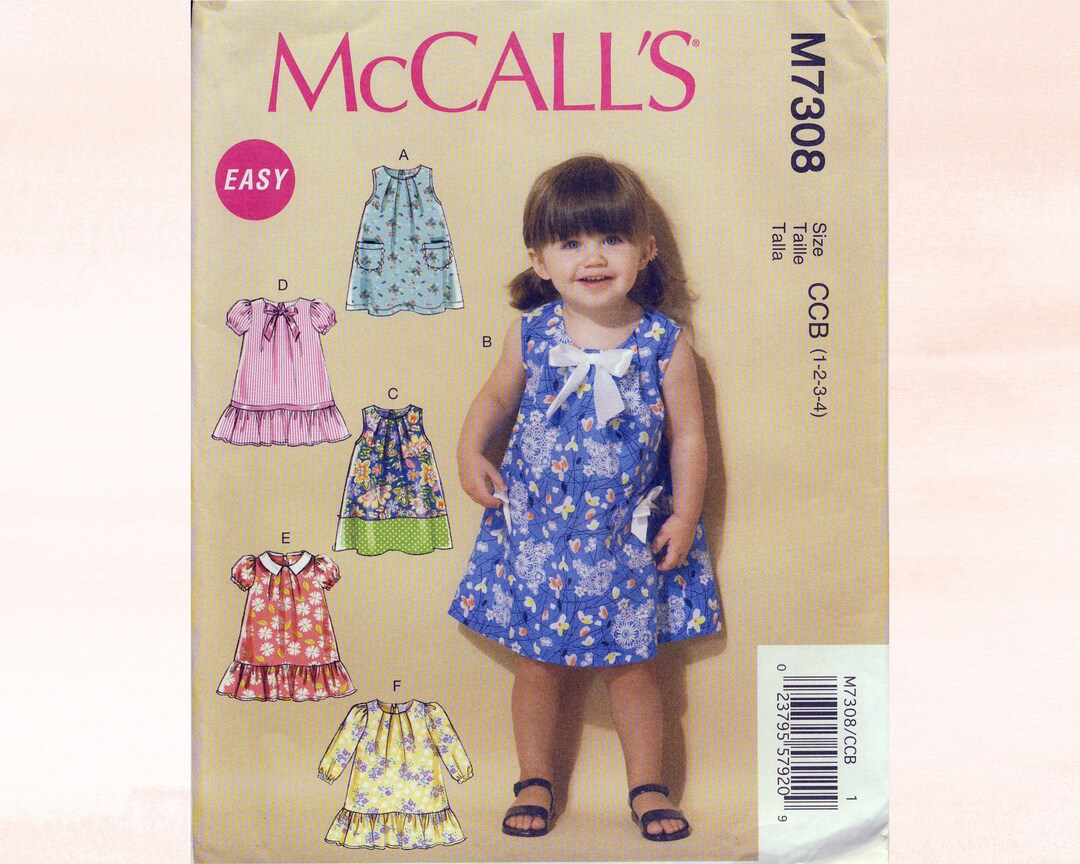 Toddler Dress Sewing Pattern Mccall's 7308 Size 1 2 3 4 Etsy