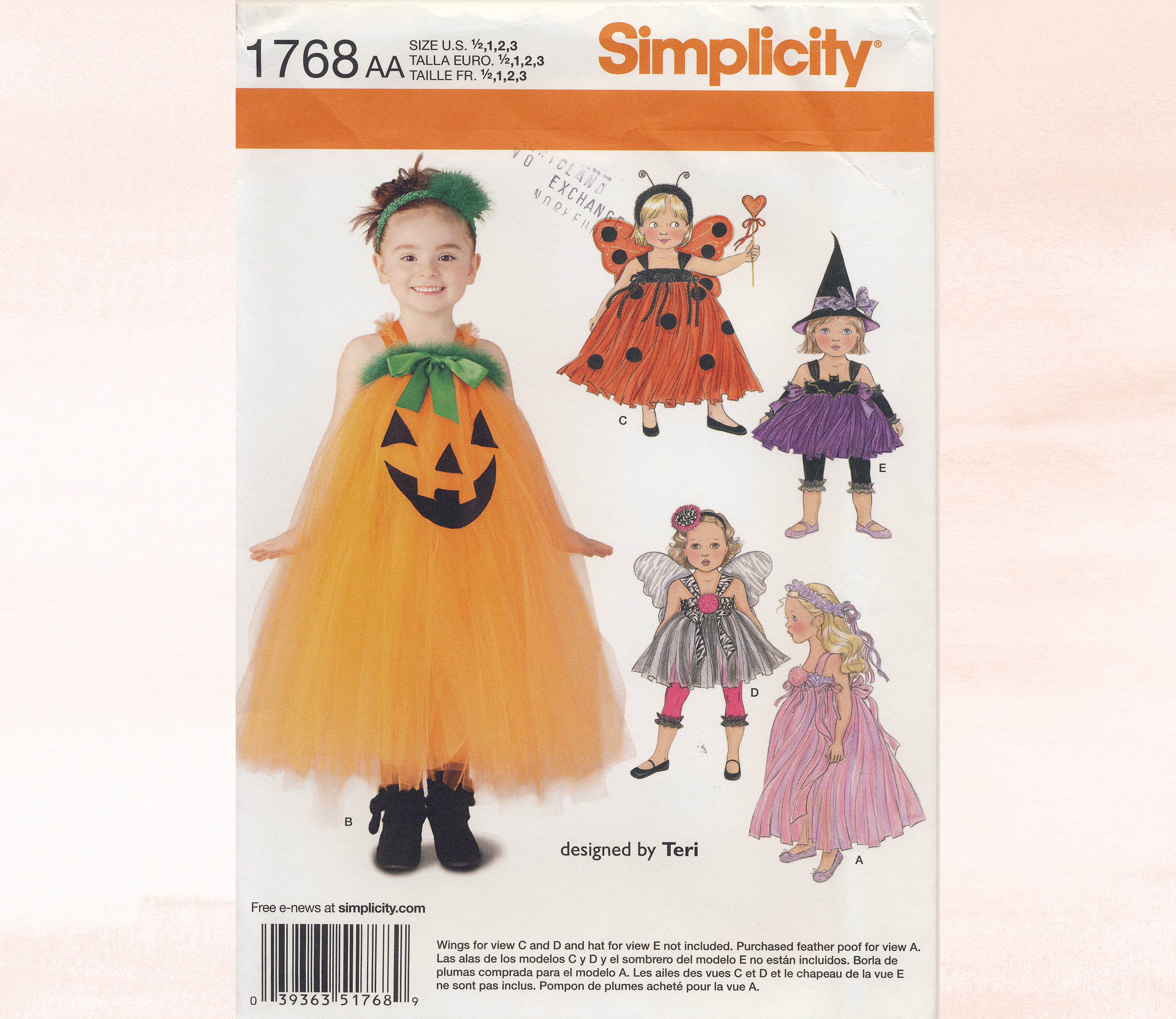 Simplicity Costume Pattern 1768 Toodlers & Child Dress