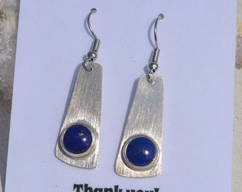 Sterling Silver Earrings with Lapis Lazuli Free Shipping