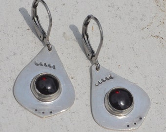 Sterling Silver with Garnet Earrings Free Shipping