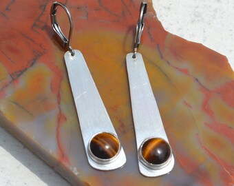 Sterling Silver with Tiger's Eye Earrings Free Shipping