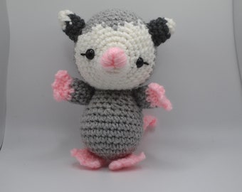 Posie Opossum Crocheted Stuffed Animal Toy Lovey Handmade