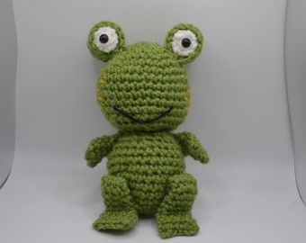 Ferdinand the Frog Crocheted Stuffed Animal Toy Lovey Handmade