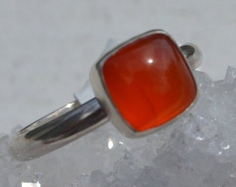 OOAK Carnelian Square Stone Sterling Silver Ring Free Shipping