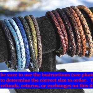 Braided Bolo Leather Bracelet Many Colors Available Please Read Sizing Instructions Free Shipping