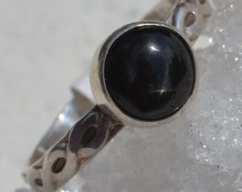 OOAK Black Star Diopside Round Stone Sterling Silver Ring Free Shipping