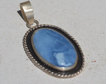 Blue Opal Oval Pendant Sterling Silver Free Shipping