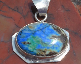 Caribbean Islands Azurite Pendant Sterling Silver Free Shipping