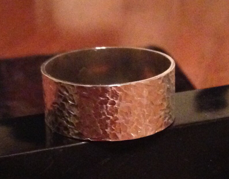 9mm Sterling Silver Hammered Men/'s Ring