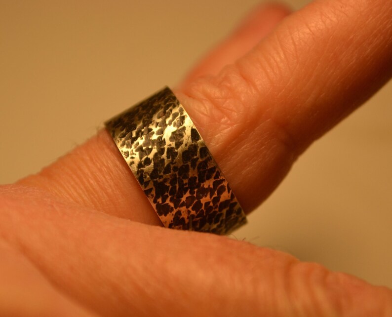 9mm Sterling Silver Hammered Men/'s Ring