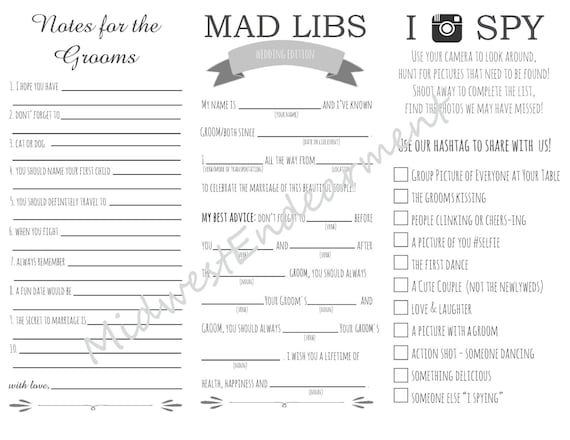 Groom-Groom Wedding Guest Games (Set of 3)
