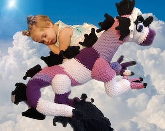 Nessie le dragon des marais Amigurumi modèle au crochet téléchargement numérique PDF créature marine lochness fantastique fantastique hippocampe bouché géant