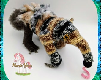 Andy the Giant Anteater Amigurumi Crochet pattern Tamandua Aardvark PDF Download Digital Unusual Unique Animal Stuffy