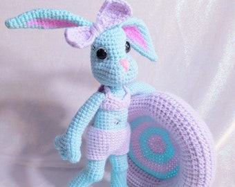 Tina the Beach Bunny amigurumi crochet pattern PDF digital download only rabbit summer tubing sports doll swimsuit water