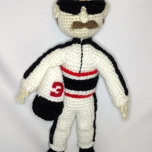 Race Car Driver Dude Amigurumi Crochet Pattern digital stock car racing racefan demolition derby nascar earnhardt indy daytona racetrack