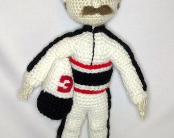 Race Car Driver Dude Amigurumi Crochet Pattern digital stock car racing racefan demolition derby nascar earnhardt indy daytona racetrack