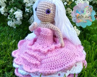 Mysti amigurumi crochet pattern download only pdf wyat beast beauty ballroom dancing dress prom night doll stuffie