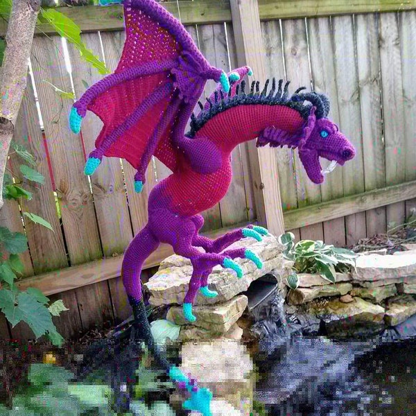 Nightshade Wyvern PDF Digital Download Amigurumi Crochet Pattern Dragon Gargoyle Mythical Fantasy Game of Thrones Puff the magic