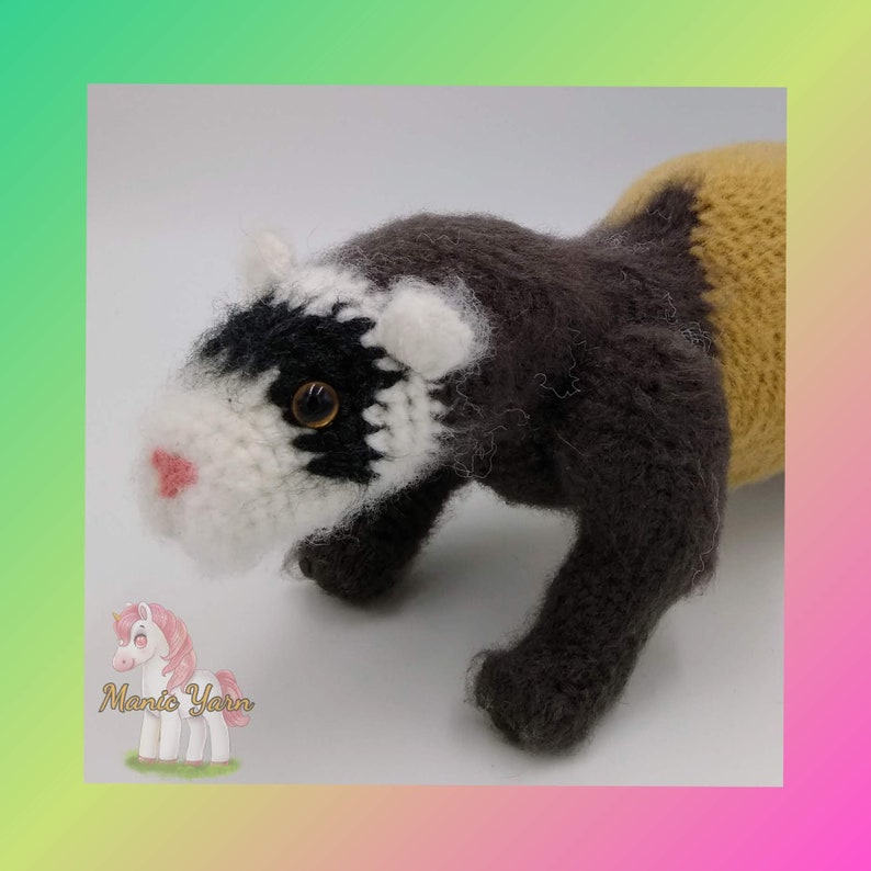 Phineas the No Fuss Ferret amigurumi crochet pattern download only ermine weasel rat woodchuck otter beaver critter pet stuffy animal image 7