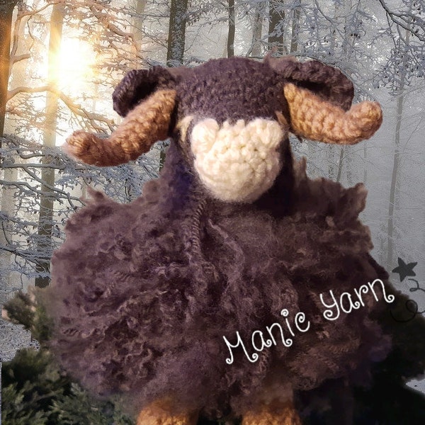 Marty Musk Ox PDF digital download amigurumi crochet pattern only big horned sheep bison water buffalo ox mountain goat cattle wildebeast