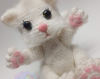 Bubbles the Frisky Kitty baby amigurumi crochet pattern PDF download only cat kitten crazy lady white kitteh pets animals softies