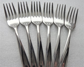 Gorham 6 Waikiki Salad Forks - Fork Stainless Flatware