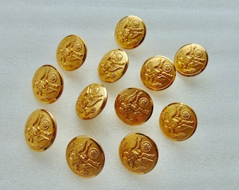 Vintage 12 Waterbury American Eagle Gold Shank Buttons Button Co Conn