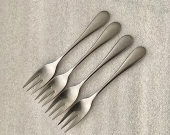 Vintage Oneida 4 Omni Stainless Salad Forks Heirloom, Cube Flatware