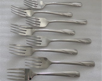 Oneida Oceanic 8 Stainless Salad Forks Fork flat tip Flatware