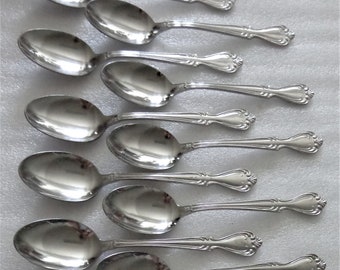 Vintage E C Ltd 10 Aural Stainless Teaspoons - Tea Spoon Swirls Ekco Flatware Japan