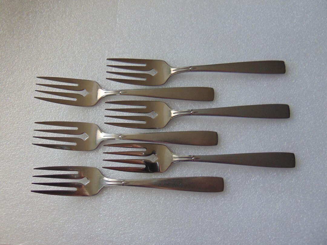6 Accent Satin Salad Forks, Vintage Oneida Stainless Flatware, USA - Etsy
