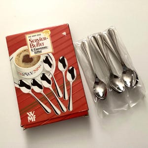 WMF Cromargan 6 Demi Espresso Spoons, Boxed Set Servier Buffet