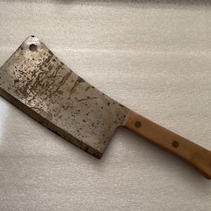 Village Blacksmith large Cleaver Knife, Riveted Wood Handle, Full Tang
