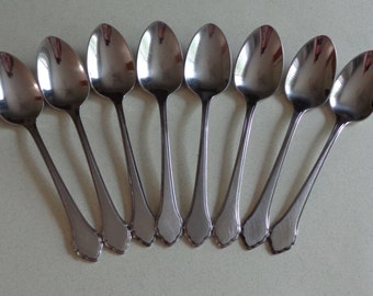 Summer Mist Autumn Glow 8 Stainless Teaspoons Oneida - Wm Rogers Flatware Spoons