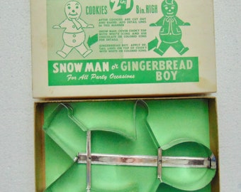 Vintage Metal Cooky Cutter, Snowman or Gingerbread Boy - Girl, 8 in High