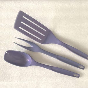 Foley 3 pc Vintage Blue Nylon Utensils Spatula Spoon Fork