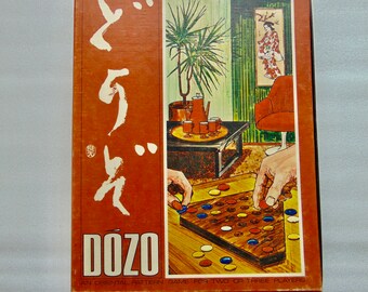 Vintage Hoyle Dozo Game in Original Box Red White Yellow discs Wood game Board & Directions