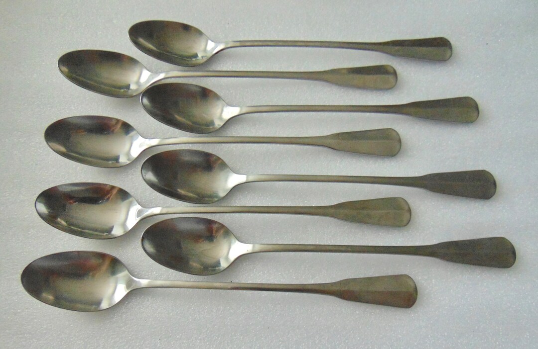 Oneida 8 Stainless Colonial Artistry Ice Tea Spoons Distinction Deluxe
