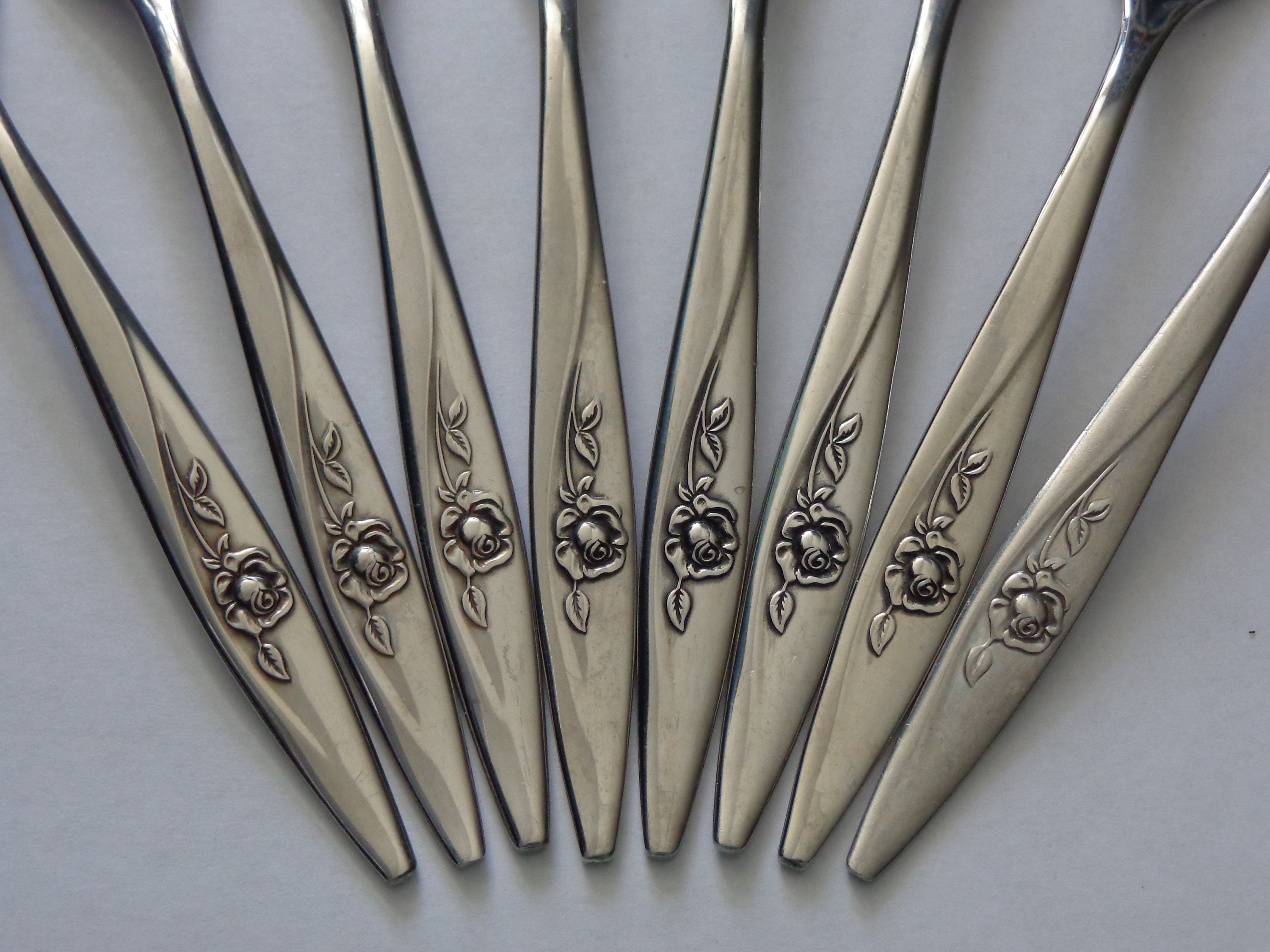 Oneida Lasting Rose Flatware 8 Stainless Steel Salad Forks Etsy