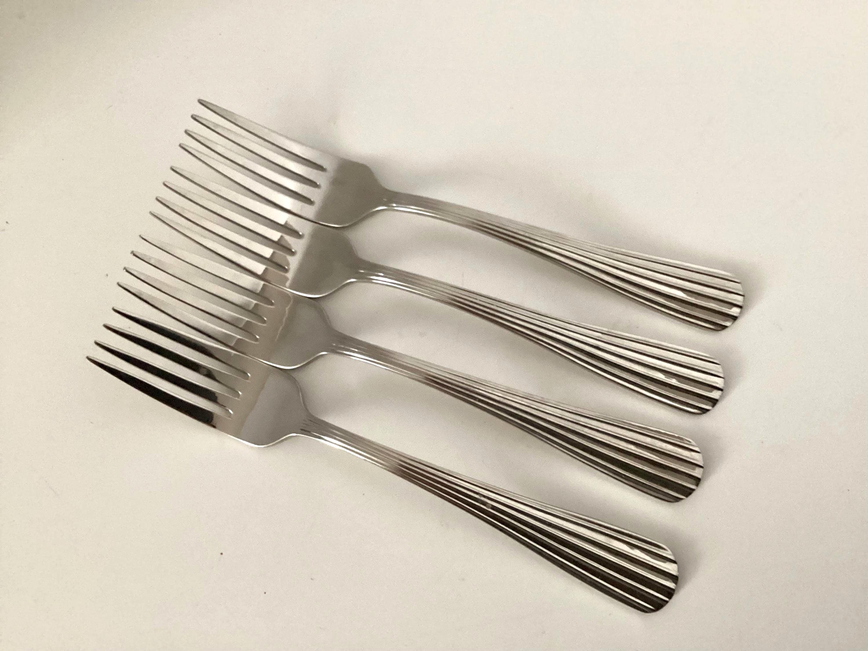Gorham Stainless Salad Forks, Ridges, Unknown Pattern Flatware