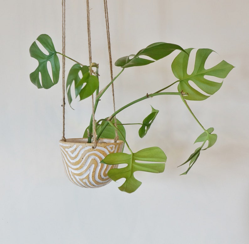 Carved Boho Hanging Planter image 1